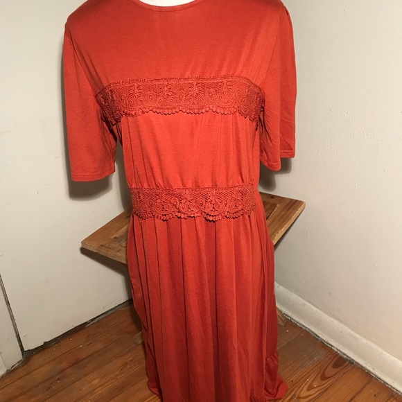 Orange Maxi Ruffle Dress- like new - Picture 2 of 10